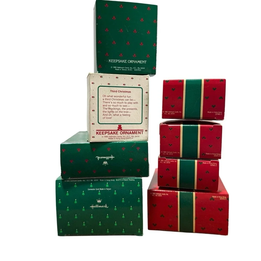 Hallmark Ornament Lighted & Handcrafted Lot Of 8 All 1985 NOS Collectors‎ Series